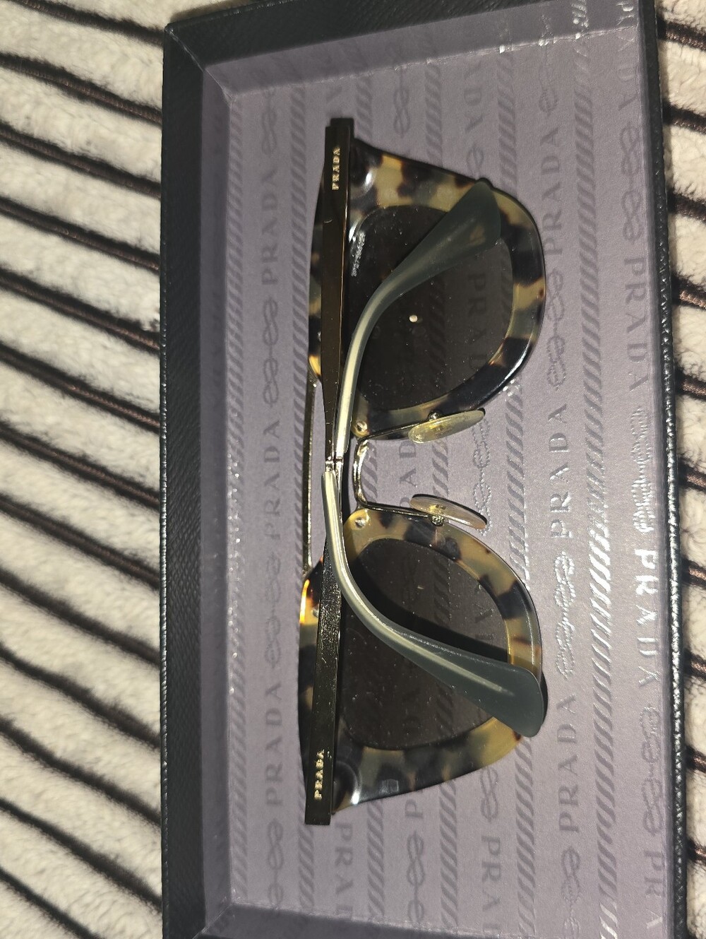 Prada SPR09Q Cinema Tortoise Shell Sunglasses Black Saffiano Leather Case + Box - Picture 16 of 16